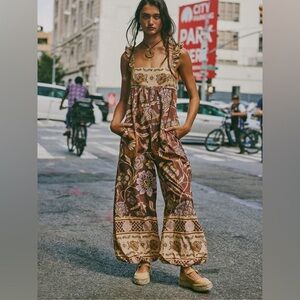 Free People Bali Albright Jumpsuit in Coffee Combo
